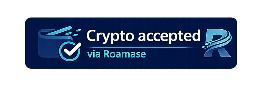 Crypto accepted via Roamase wide badge